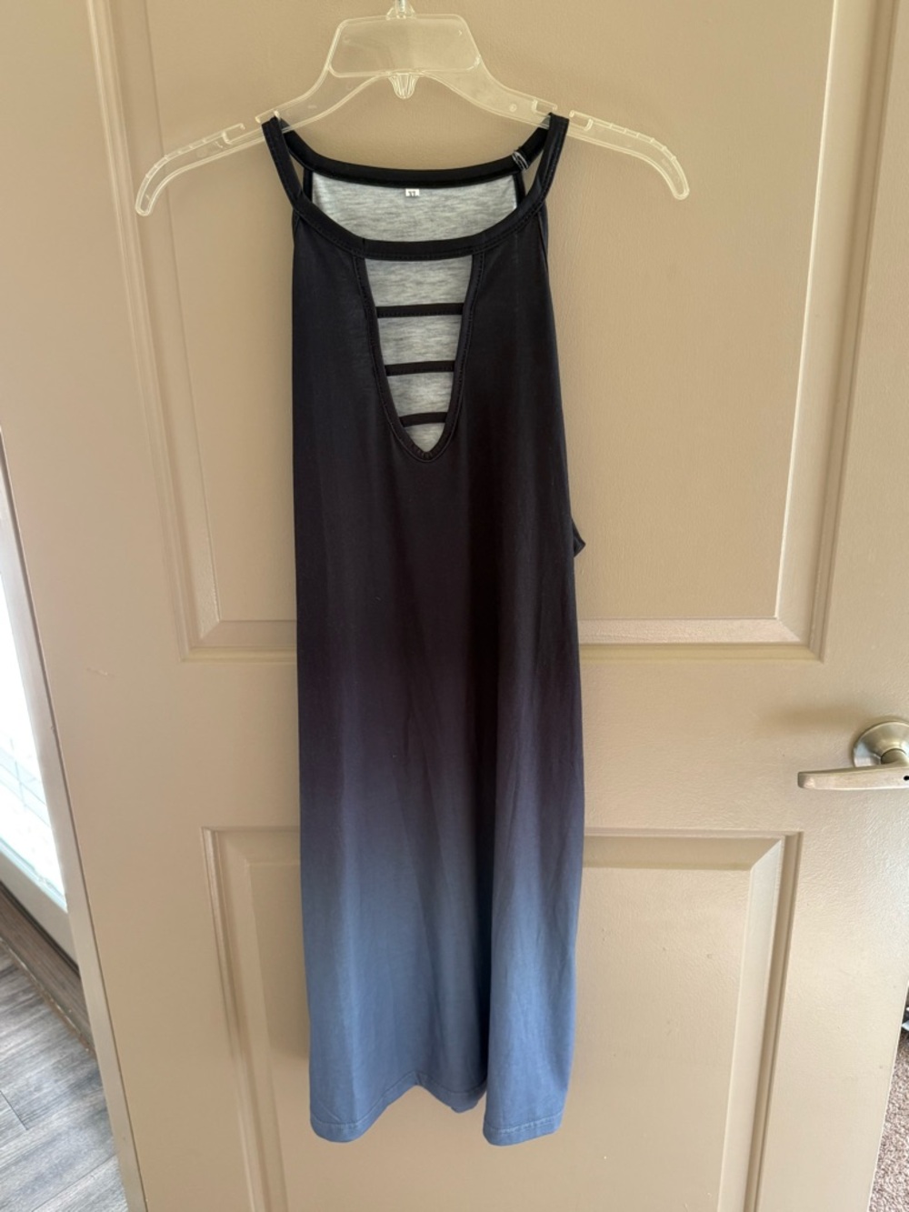Black-to-Gray Ombre Strappy Maxi Dress